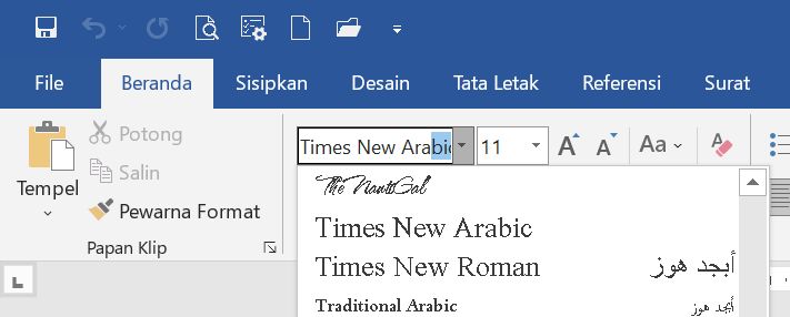 Cara Menulis Arab Di Word Kata-kata Hafalan Papan