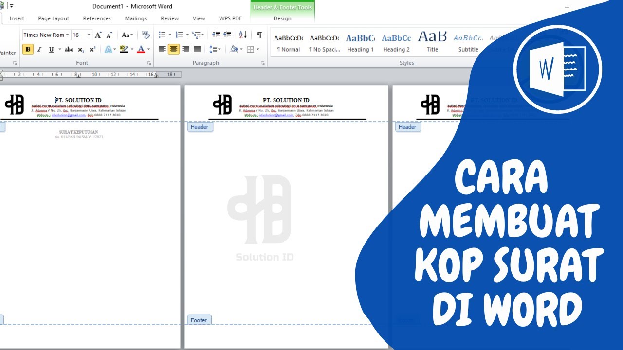 Tutorial Mudah Cara Membuat Kop Surat di Word Lengkap - LKomBis Tutorial Mudah Cara Membuat Kop Surat di Word Lengkap - LKomBis
