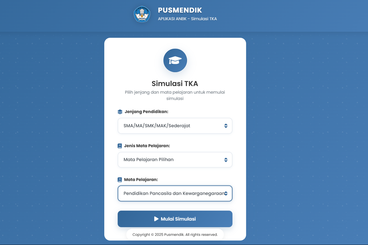 Besok Simulasi TKA 2025 Siswa Bisa Coba Kerjakan Soal di Web Pusmendik