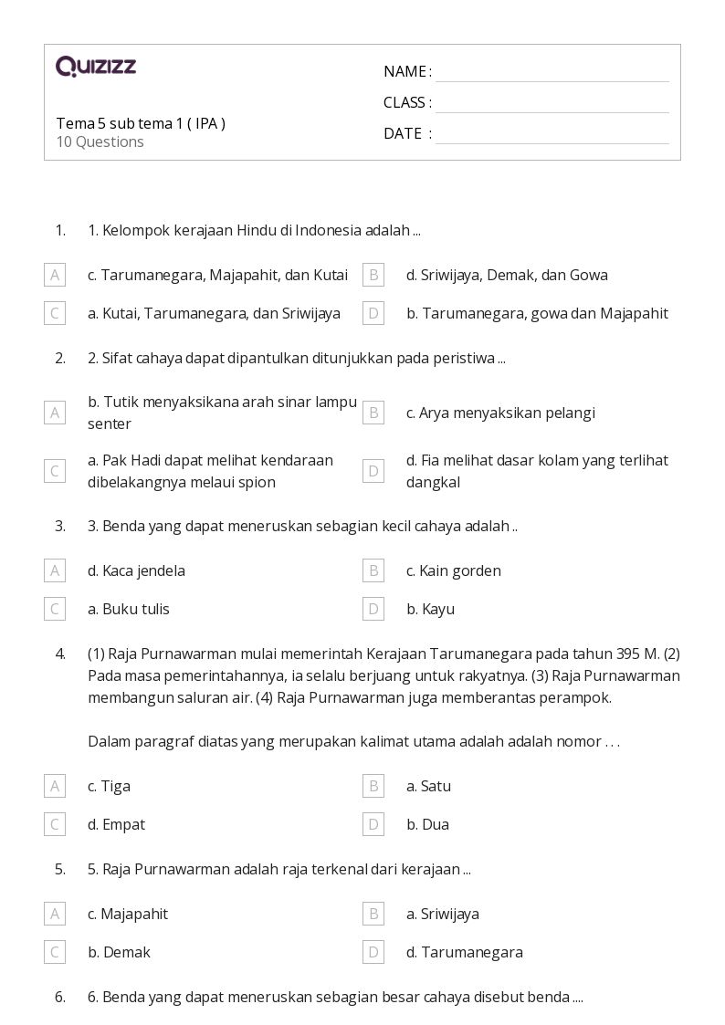 50 lembar kerja Tema untuk Kelas 4 di Quizizz Gratis Dapat Dicetak 50 lembar kerja Tema untuk Kelas 4 di Quizizz Gratis Dapat Dicetak
