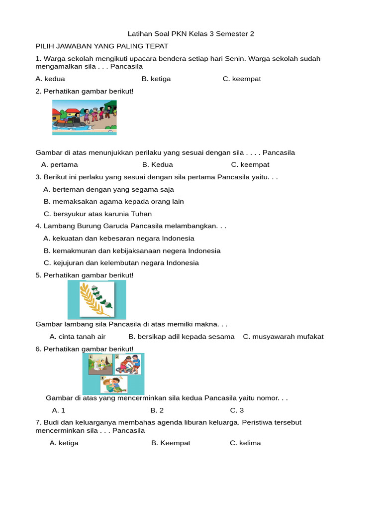 Latihan Soal PKN Kelas 3 Semester 2 PDF Latihan Soal PKN Kelas 3 Semester 2 PDF