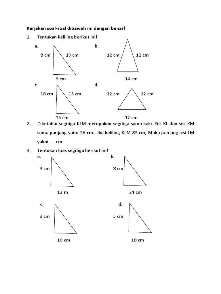 Soal Luas Dan Keliling Segitiga PDF Soal Luas Dan Keliling Segitiga PDF