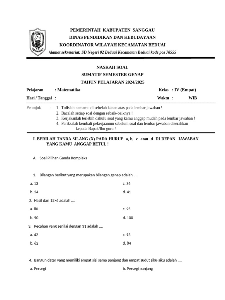 7 Tips Latihan Soal Kenaikan Kelas Matematika Kelas 4 Kurikulum 2013 yang Wajib Diketahui