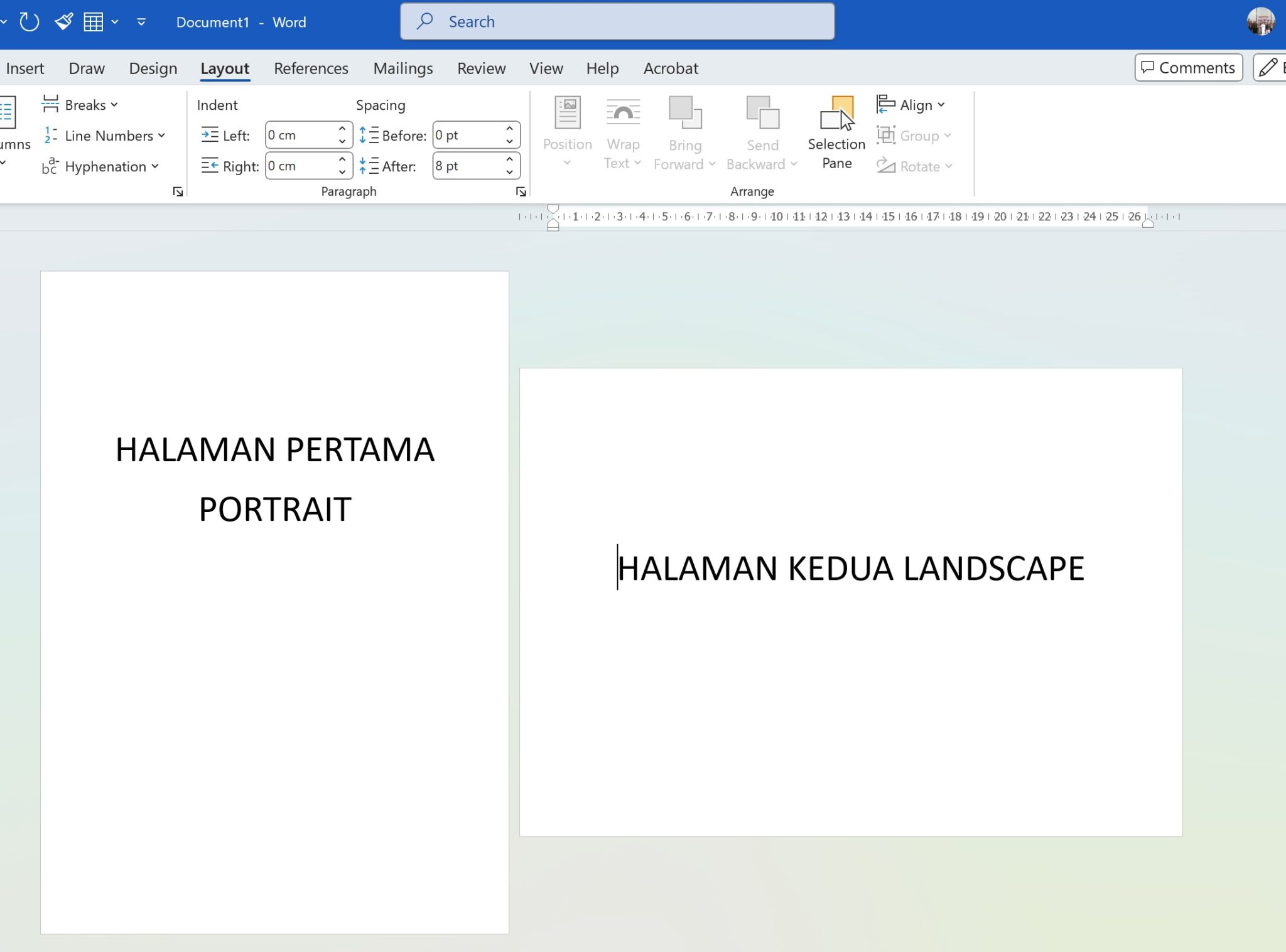 Membuat Dua Orientasi Portrait dan Landscape dalam Satu Dokumen Ms Word Membuat Dua Orientasi Portrait dan Landscape dalam Satu Dokumen Ms Word