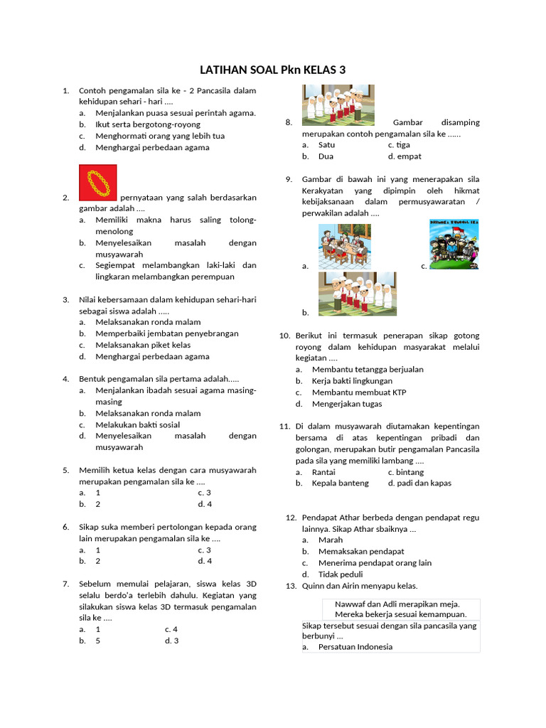 Latihan Soal PKN Kelas 3 PDF Latihan Soal PKN Kelas 3 PDF