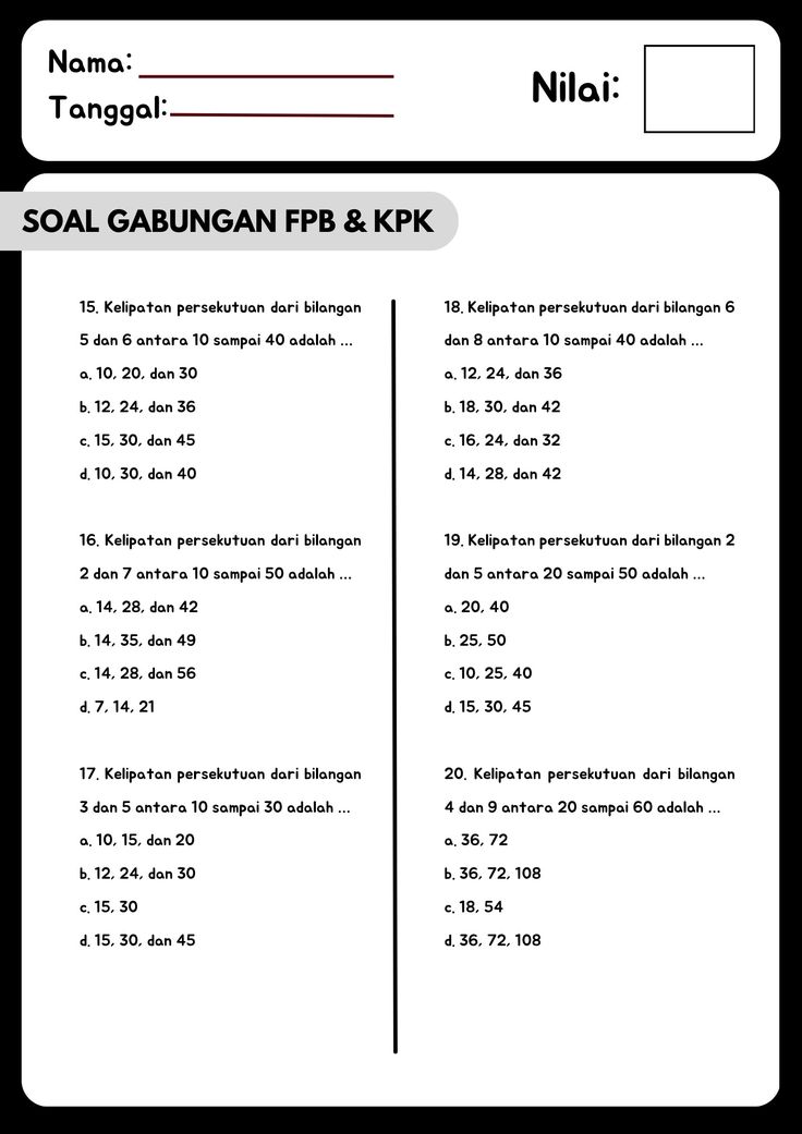 Terbukti Efektif! 5 Cara menguasai latihan soal kpk dan fpb kelas 4.pdf Sebelum Ujian 2026