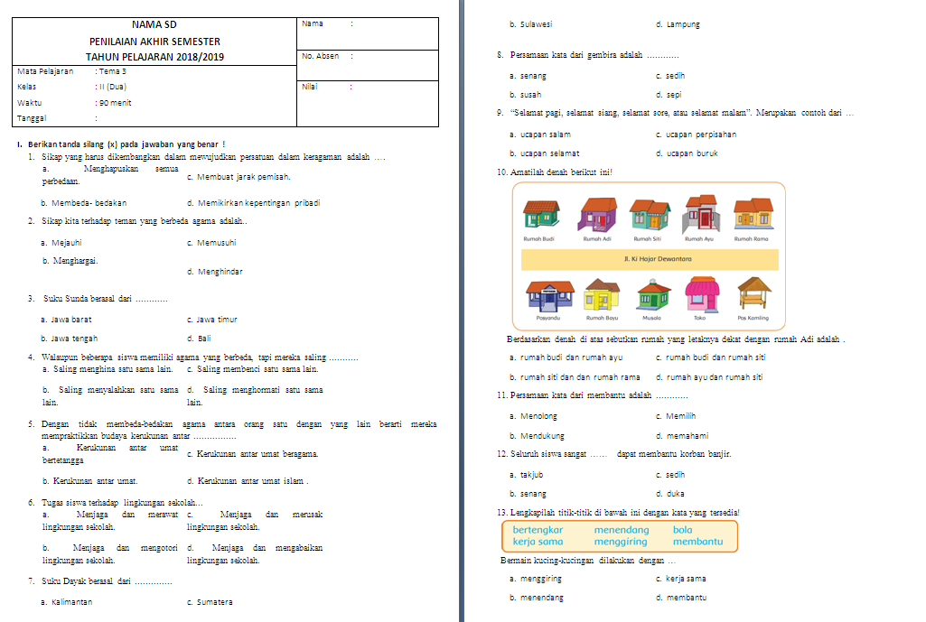 Ternyata Ini Bocoran Soal Sub Tema 3 Kelas 2 SD Agar Anak Langsung Bisa Jawab